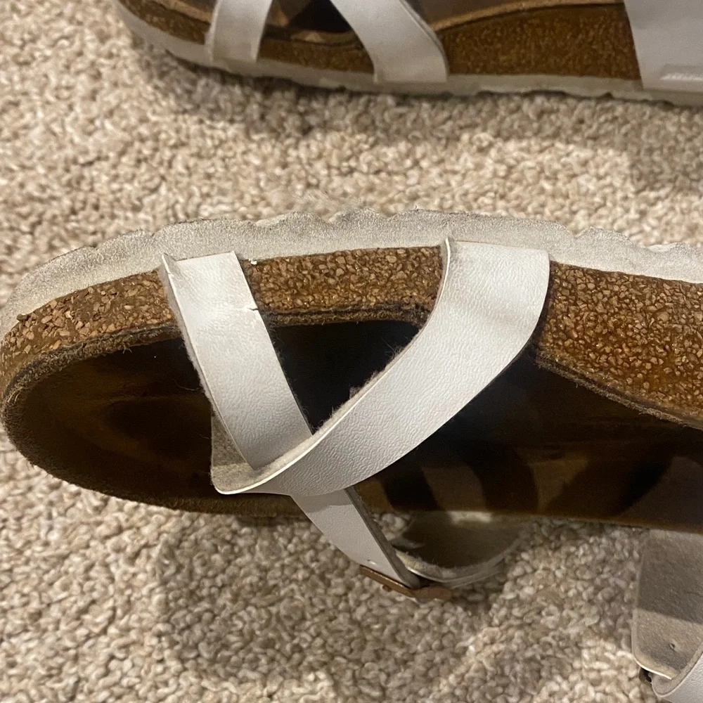 Birkenstock White Cross-Strap Mayari Sandals size 39 Regular